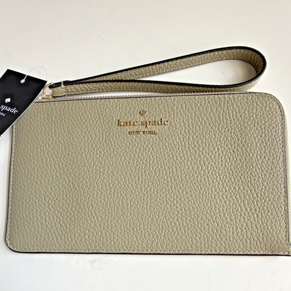 kate spade new york Gray Zip Wristlet Wallet w/Logo, Credit Card Slots